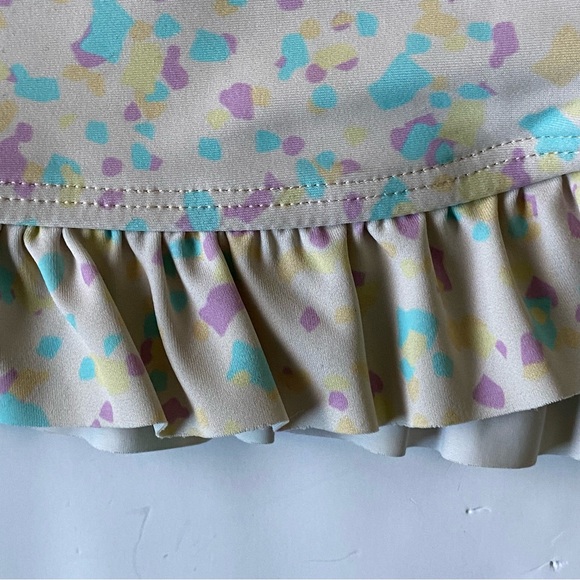 Ruffle Butts Swim Shirt Size 6 Rash Guard Long Sleeve Ruffles Confetti beige EUC - Picture 8 of 14